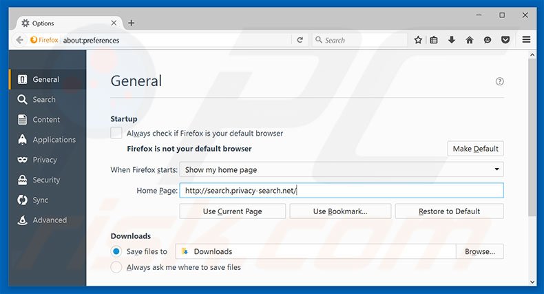 Rimozione di ricerca.privacy-ricerca.net dalla homepage di Mozilla Firefox 