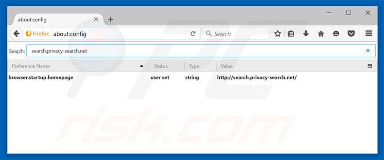 remoção search.privacy-search.net no Mozilla Firefox default search engine