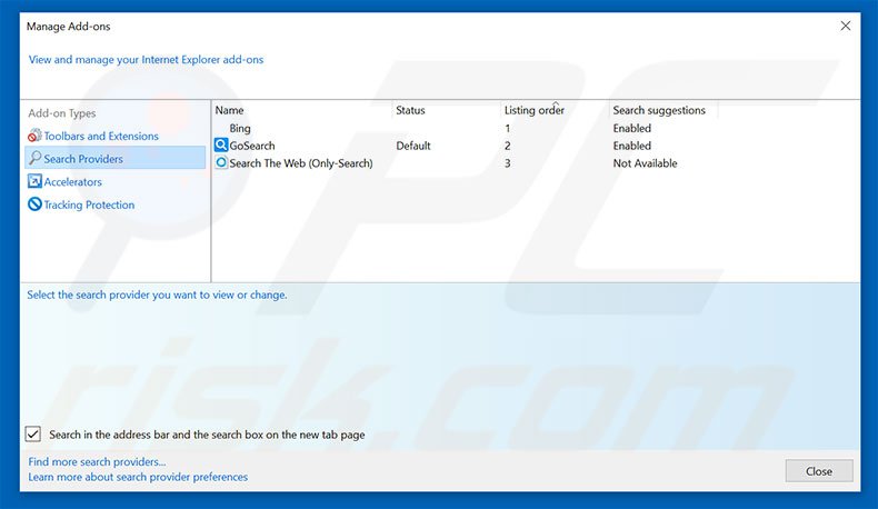 Eliminando la búsqueda.privacidad-búsqueda.net desde el motor de búsqueda predeterminado de Internet Explorer