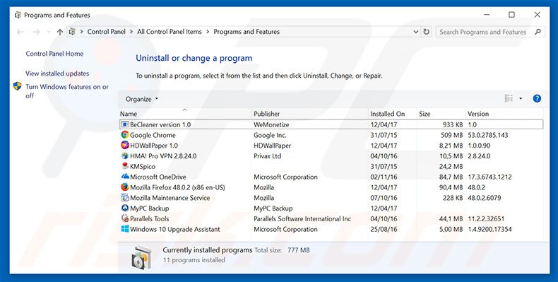search.privacy-search.net browser hijacker uninstall via Control Panel