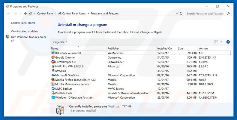 search.privacy-search.net browser hijacker dezinstalare prin Panoul de Control