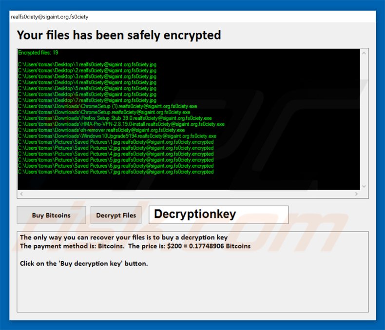 realfs0ciety cryptowire ransomware pop-up