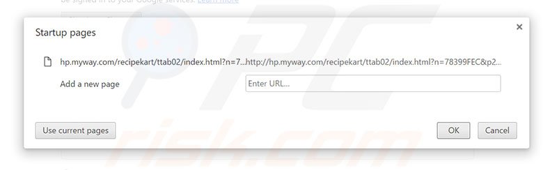 Removing hp.myway.com from Google Chrome homepage