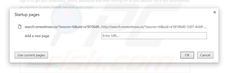 Removing search.renewitnow.com from Google Chrome homepage