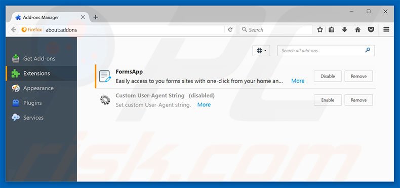 Removing search.renewitnow.com related Mozilla Firefox extensions