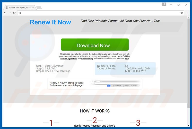 Website used to promote Renew It Now browser hijacker