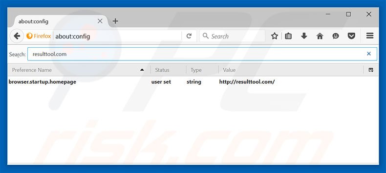 Removing resulttool.com from Mozilla Firefox default search engine