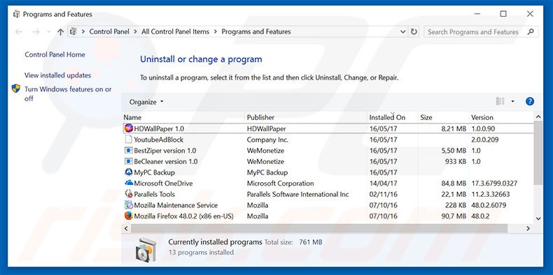 resulttool.com browser hijacker uninstall via Control Panel