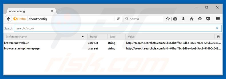 Removing search.searchcfs.com from Mozilla Firefox default search engine