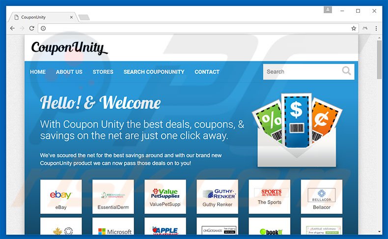 Website used to promote CouponUnity browser hijacker