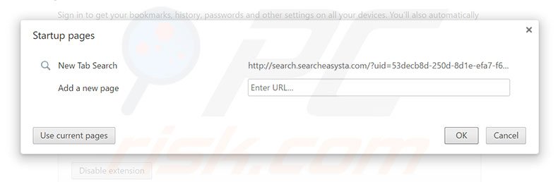 Removing search.searcheasysta.com from Google Chrome homepage