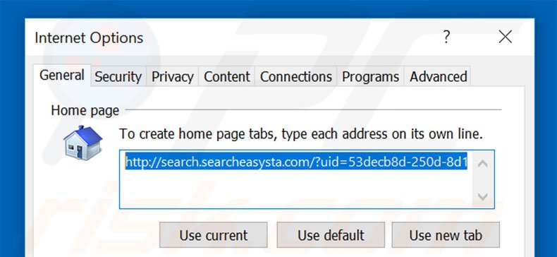 Removing search.searcheasysta.com from Internet Explorer homepage