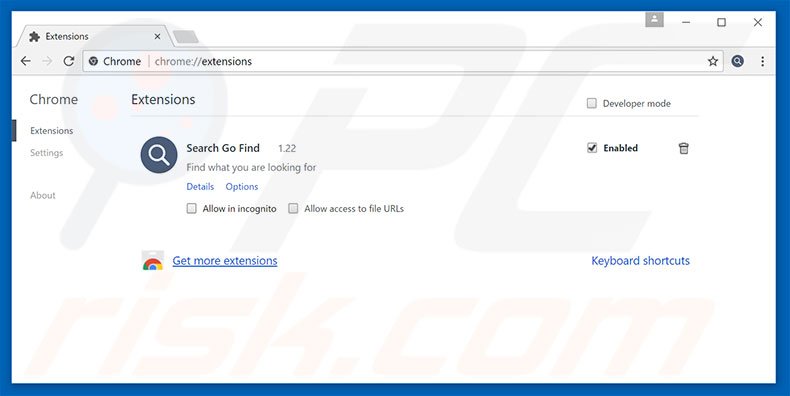 Removing search.searchgofind.com related Google Chrome extensions