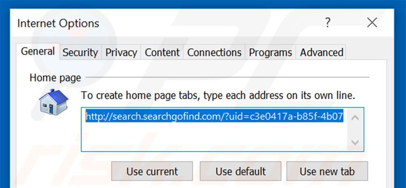 Removing search.searchgofind.com from Internet Explorer homepage