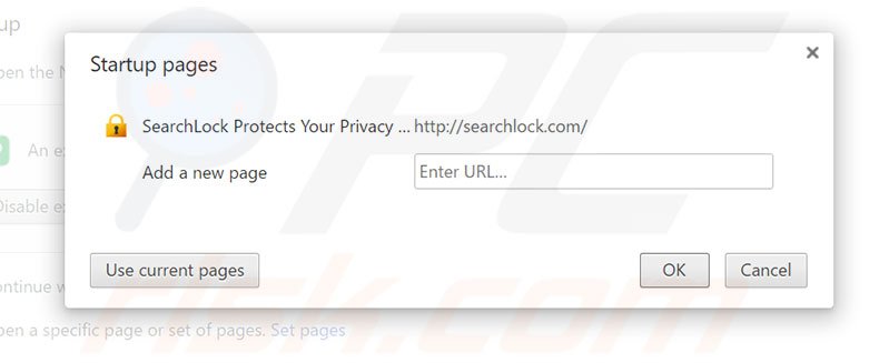 Removing searchlock.com from Google Chrome homepage