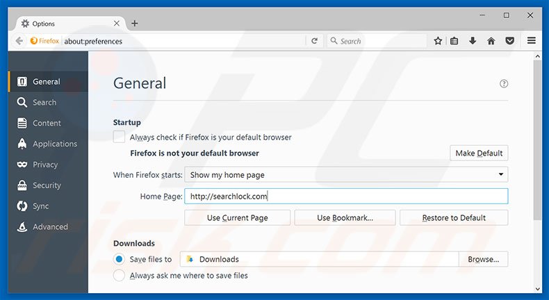 Removing searchlock.com from Mozilla Firefox homepage