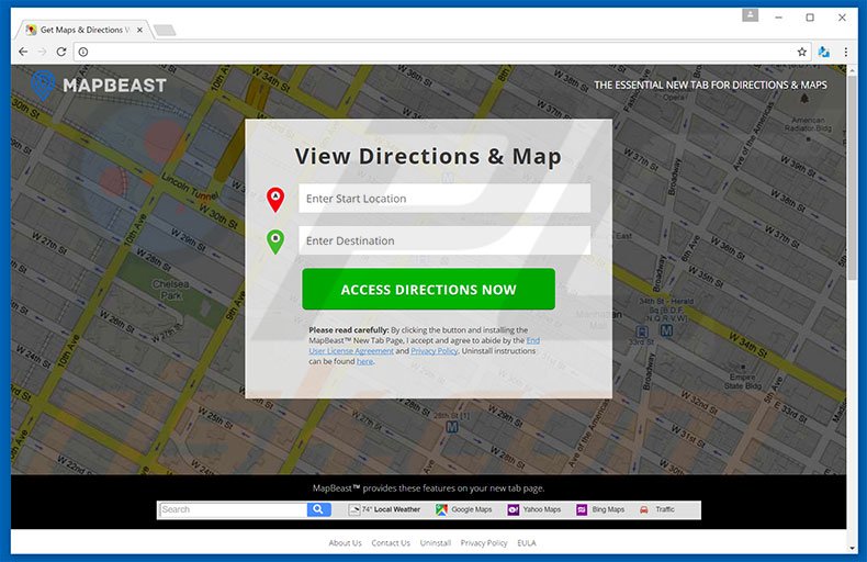 Website used to promote Map Beast browser hijacker
