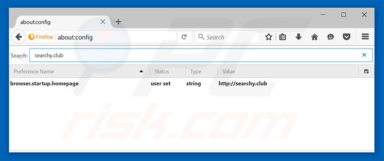 Removing searchy.club from Mozilla Firefox default search engine