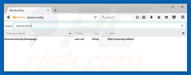 Removing searchy.online from Mozilla Firefox default search engine