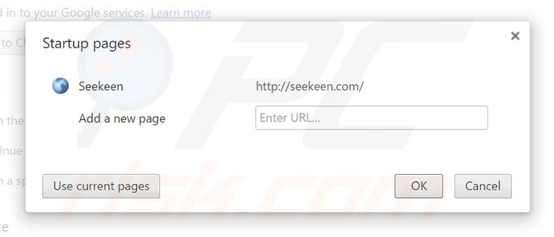 Removing seekeen.com from Google Chrome homepage