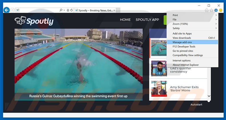 Removing Spoutly ads from Internet Explorer step 1