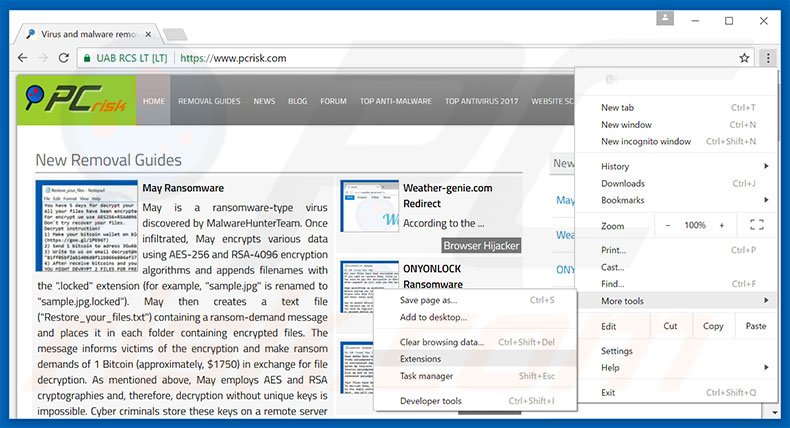 Removing Tables  ads from Google Chrome step 3