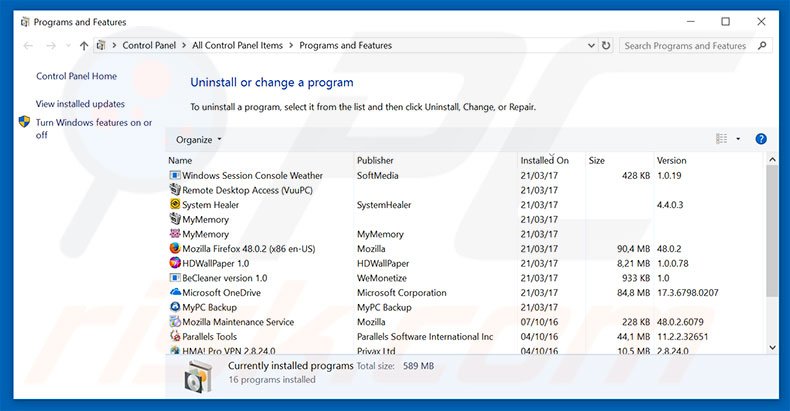 Tools Plus adware uninstall via Control Panel