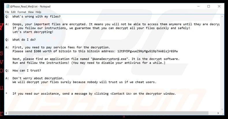 wana decryptor ransom demanding message @Please_Read_Me@.txt