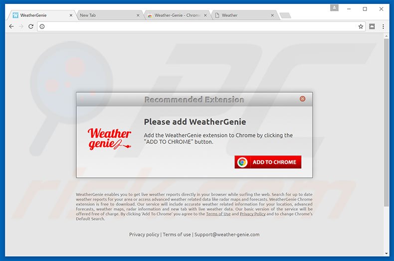 Website used to promote WeatherGenie browser hijacker