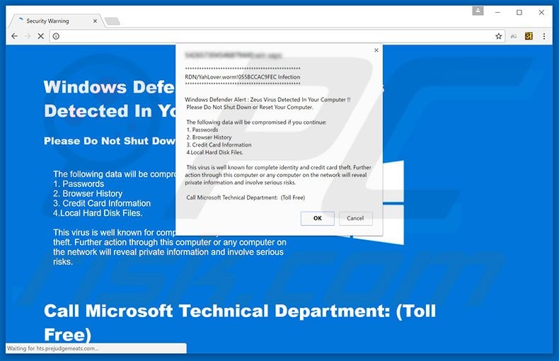 Windows Defender Alert fake error