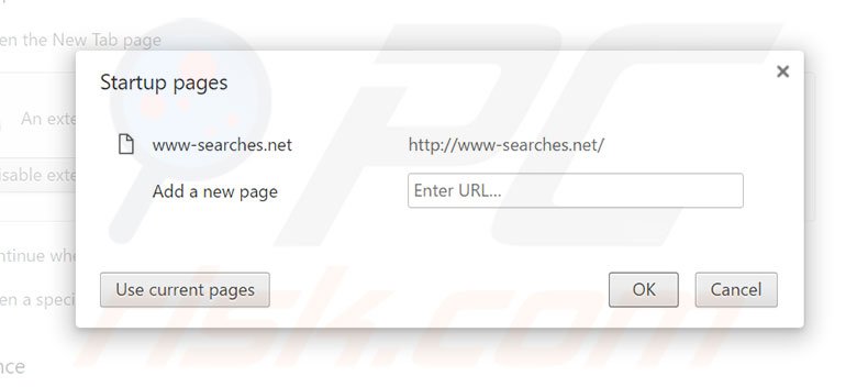 Removing www-searches.net from Google Chrome homepage