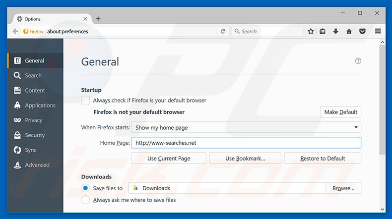 Removing www-searches.net from Mozilla Firefox homepage