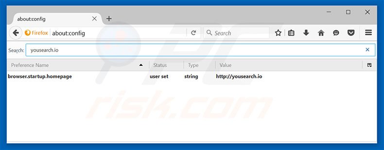 Removing yousearch.io from Mozilla Firefox default search engine