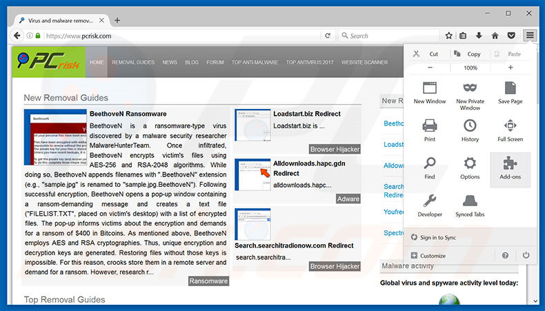 Removing adnetworkperformance.com ads from Mozilla Firefox step 1