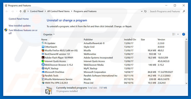 adnetworkperformance.com adware uninstall via Control Panel