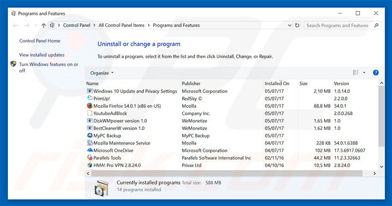 affrh2022.com adware uninstall via Control Panel