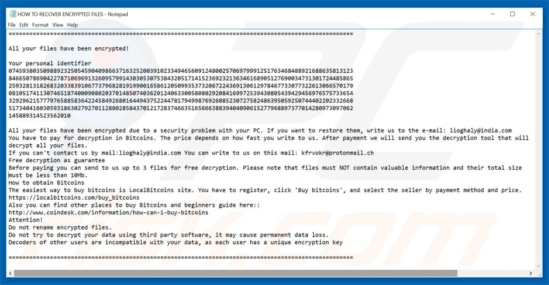 amnesia ransomware trmt variant ransom demanding message HOW TO RECOVER ENCRYPTED FILES.TXT