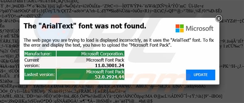 The ArialText Font Was Not Found second popup