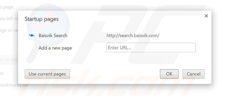 Removing search.baisvik.com from Google Chrome homepage