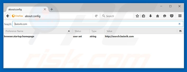 Removing search.baisvik.com from Mozilla Firefox default search engine
