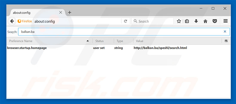 Removing balkan.ba from Mozilla Firefox default search engine