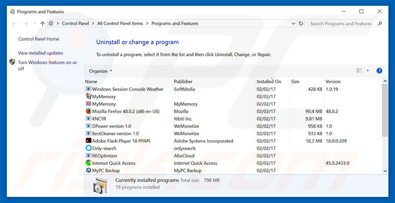 basicquery.com browser hijacker uninstall via Control Panel