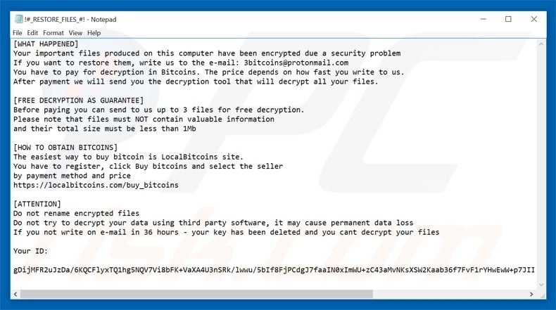 btcware ransomware restore files txt file