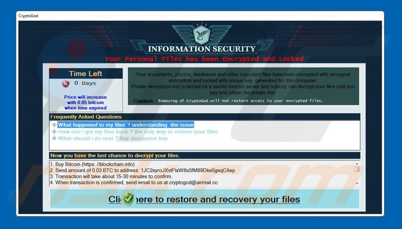 cryptogod ransomware variant