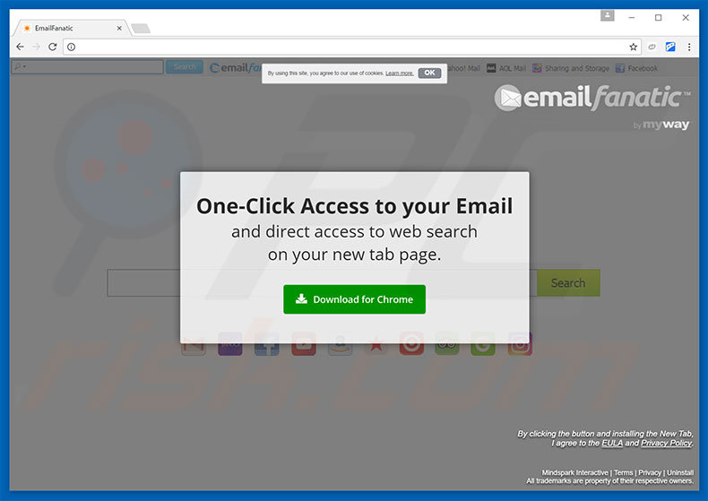 Website used to promote EmailFanatic browser hijacker