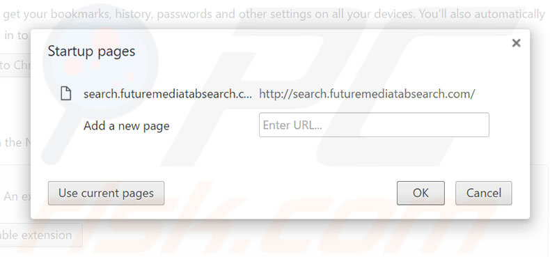 Removing search.futuremediatabsearch.com from Google Chrome homepage