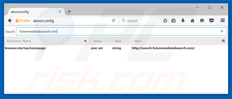 Removing search.futuremediatabsearch.com from Mozilla Firefox default search engine