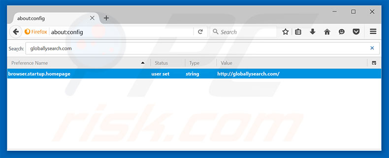 Removing globallysearch.com from Mozilla Firefox default search engine