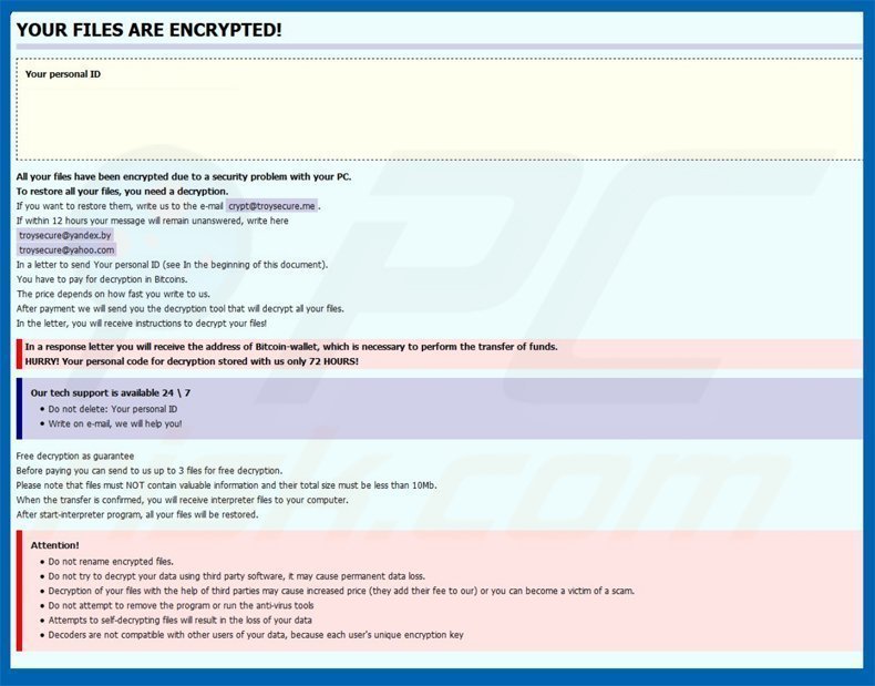 globeimposter ransomware .troy variant