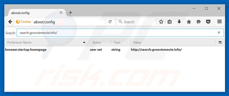 Removing search.grooviemovie.info from Mozilla Firefox default search engine